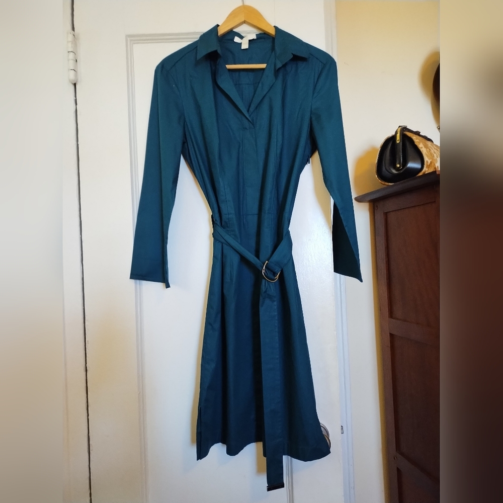 Hugo Boss Cotton sateen belted shirt dress